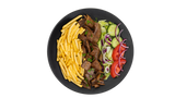 Kebap na talerzu z frytkami