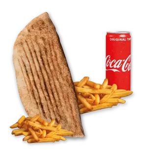 Rollo Amerykańskie wege (średnie), frytki, Coca Cola 0.33l