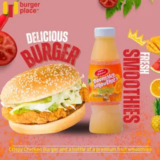 Chicken burger and smoothie