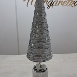 Choinka  z rafii  srebrna