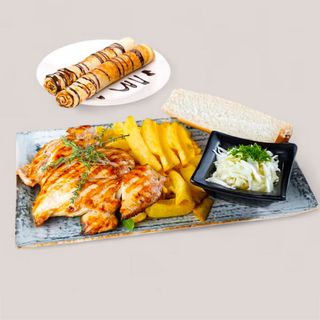 Meniu Mixt cu  Piept Pui cu Cartofi Prajiti < Delicia>