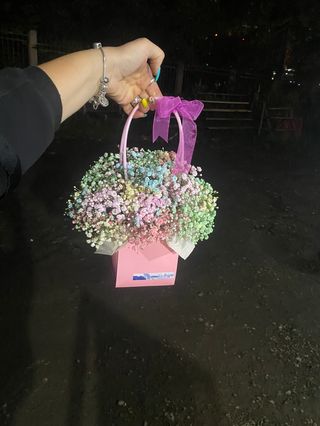 ფერადი გიფსოფილა ჩანთაში