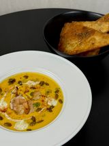 Гарбузовий крем суп з креветкою