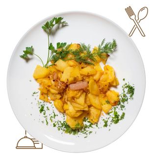 Patatas al Estilo Aldeano con Salo y Cebolla