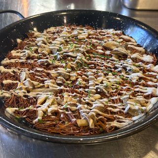 Fideos tostados de setas y mayo trufa