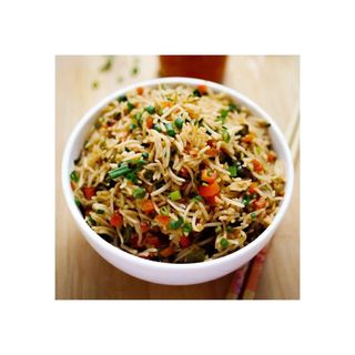 Platter 2: Veg rice, dry fry, samosa, sausages, chapos, soda.