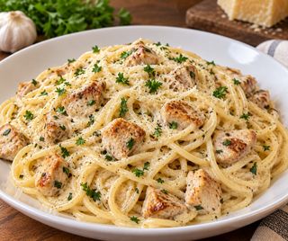 Spaghetti Crème Fraîche & Viande