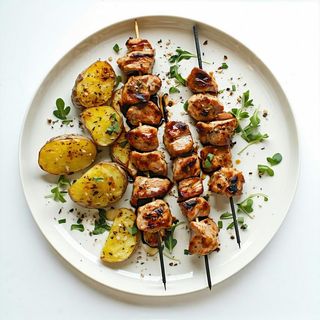 Pollo alla spiedo con patate al forno