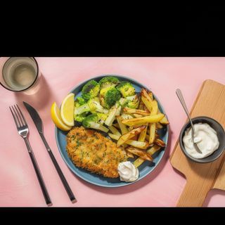 Milanese con patata al forno e riso +bebida