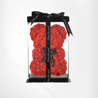 Ursulet de flori de sapun rosu 25cm