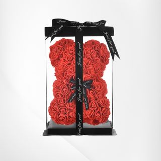 Ursulet de flori de sapun rosu 25cm