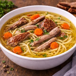 Rosół z kaczki z makaronem