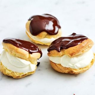 Profiteroles with Cream & Hot Chocolate