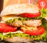 Fried Chicken Burger with fries