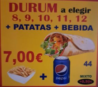 44. Durum A Elegir + Patatas + Bebida
