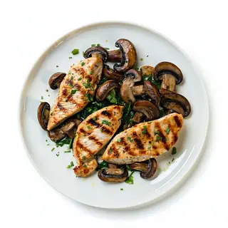 Pollo alla piastra con funghi