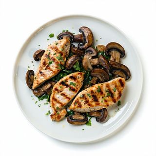 Pollo alla piastra con funghi
