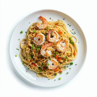 P5 Spaghetti di riso con gamberi alla piastra