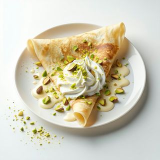 Crêpe con crema al pistacchio e cioccolata bianca