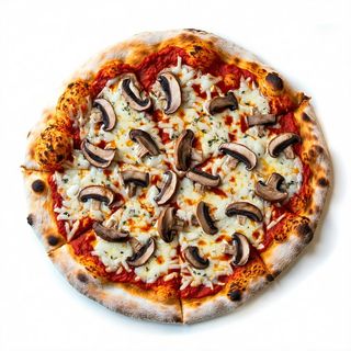 Pizza con mozzarella e funghi porcini