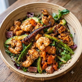 Ensalada Templada De Pulpo Y Langostinos