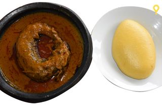 Foutou Banane + Sauce Graine