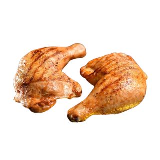 Muslo de pollo a la brasa con guarnición