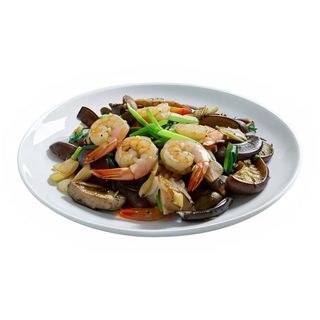 Gambas con champiñones