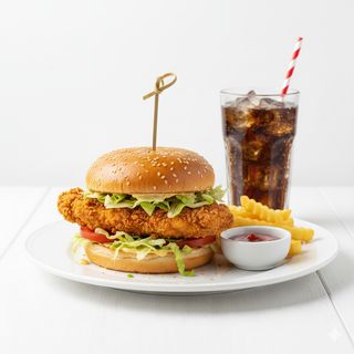 Menú burger pollo con queso