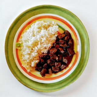 White Rice Served With Liver