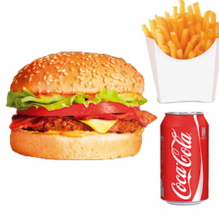 Burger De Ternera Con Patatas Y Bebida