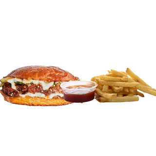 Korean Fried Chicken Burger with Fries