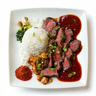 Plato Combinado De Arroz Con Ternera