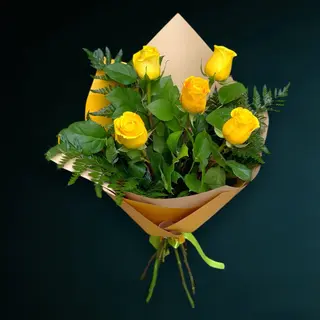 Buchet 5 Trandafiri Galbeni