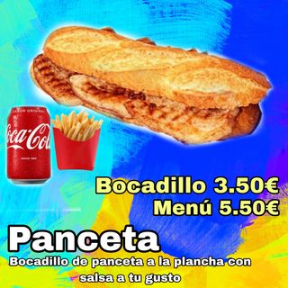 Menú bocadillo de panceta
