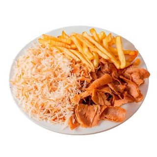 Plato De Carne Con Arroz Basmati Y Patatas