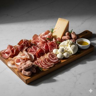 Tagliere di salumi, formaggi e latticini