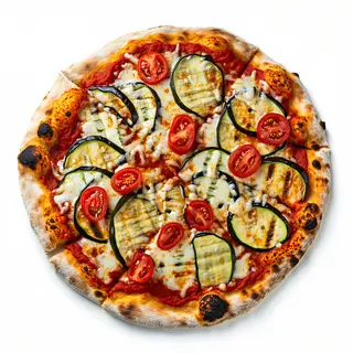 Pizza alle verdure al piatto forno a legna