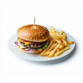 Hamburguesa con queso(con papas fritas)