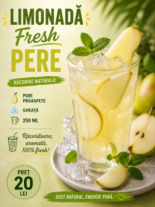 Limonadă Pere lămâie fresh • gheață • 250 ml