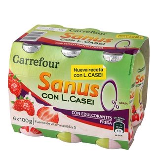 Yogur Desnatado con Fresa Carrefour Pack 6 Uds. 100 Gr.