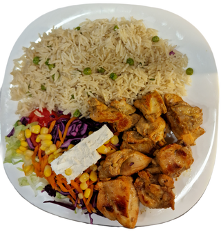 Plato de shish tawook  pollo con arrz