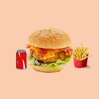 Hambúrguer de Queijo e Frango Menu (Batata + Bebida