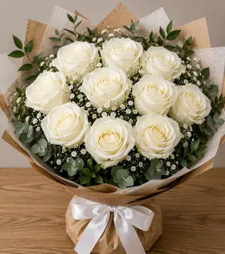 Bouquet Blanco 10 Rosas