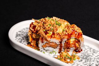 125. Uramaki onion salmon roll