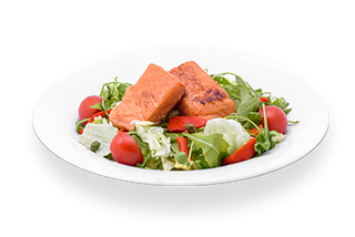 Салата със сьомга на плоча