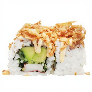 California de cebolla con salmón tempura 