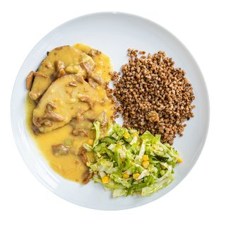 Pieczony indyk  w sosie kurkowym