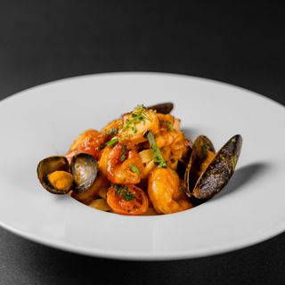 Salmon & sea food tagliatelle