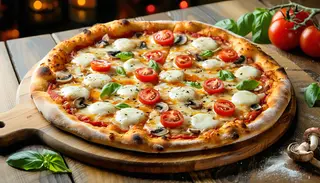 Pizza cu creveti si hribi